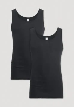 hessnatur Athletic Shirt im 2er-Pack PURE NATURE aus reiner Bio-Baumwolle von schwarz Sale