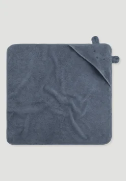 hessnatur Baby Badetuch mit Kapuze aus reiner Bio-Baumwolle von stahlblau Sale