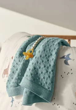 hessnatur Baby Strickdecke aus reiner Bio-Merinowolle von mattgrün Best