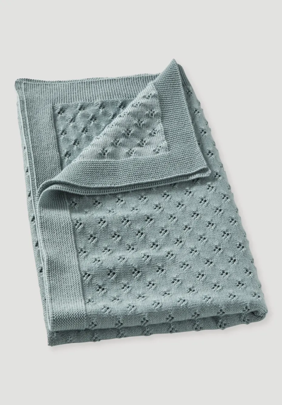 hessnatur Baby Strickdecke aus reiner Bio-Merinowolle von mattgrün Best