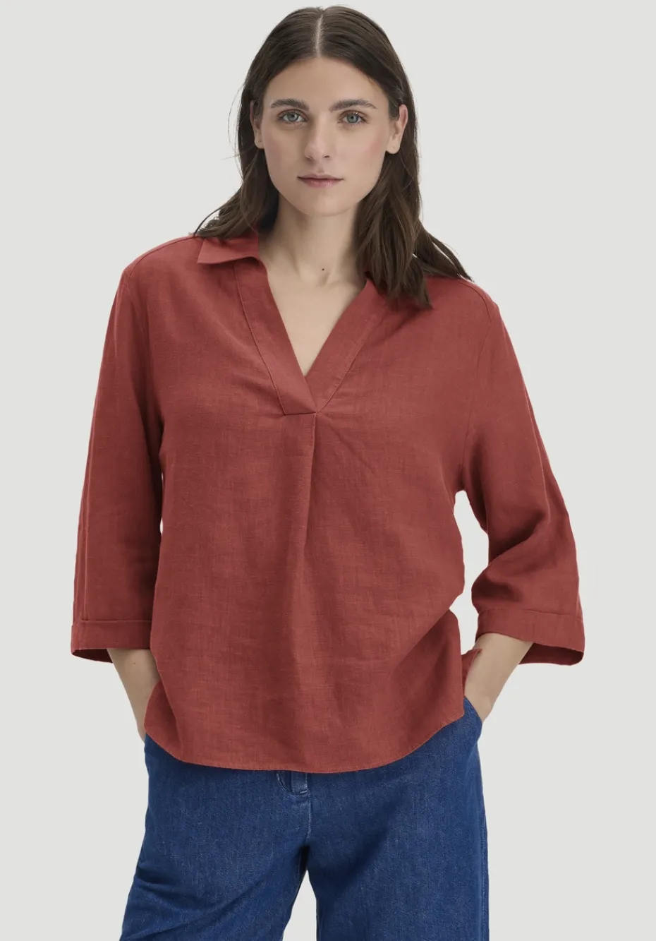 hessnatur Bluse Relaxed aus reinem Leinen von terrakotta Best