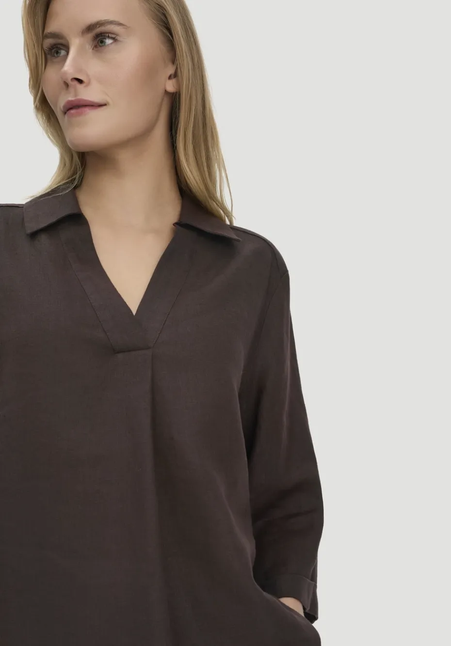 hessnatur Bluse Relaxed aus reinem Leinen von kakao braun New