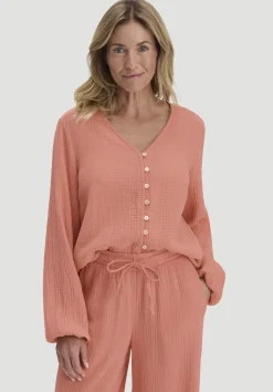 hessnatur Bluse Relaxed aus reiner Bio-Baumwolle von pfirsichrot Clearance