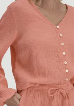 hessnatur Bluse Relaxed aus reiner Bio-Baumwolle von pfirsichrot Clearance