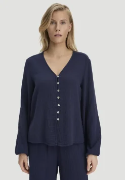 hessnatur Bluse Relaxed aus reiner Bio-Baumwolle von dunkelblau New