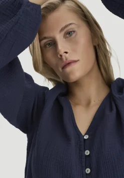 hessnatur Bluse Relaxed aus reiner Bio-Baumwolle von dunkelblau New