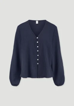 hessnatur Bluse Relaxed aus reiner Bio-Baumwolle von dunkelblau New