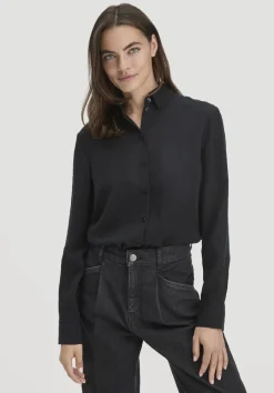 hessnatur Bluse Relaxed aus TENCEL™ Lyocell von schwarz Outlet