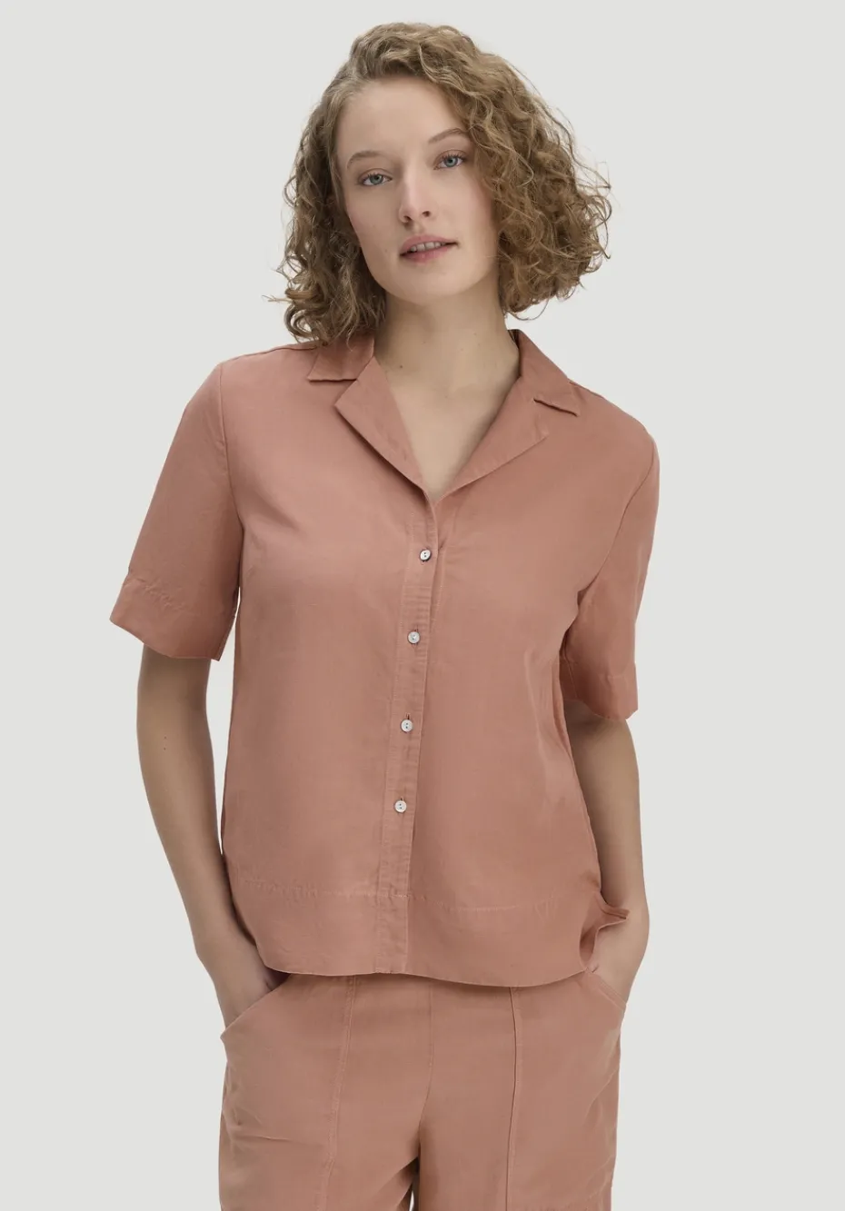 hessnatur Bluse Relaxed aus TENCEL™ Lyocell mit Leinen von rosé Sale