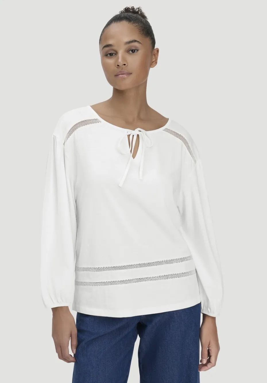 hessnatur Bohemian Lace Longsleeve Oversize aus reiner Bio-Baumwolle von naturweiss Discount
