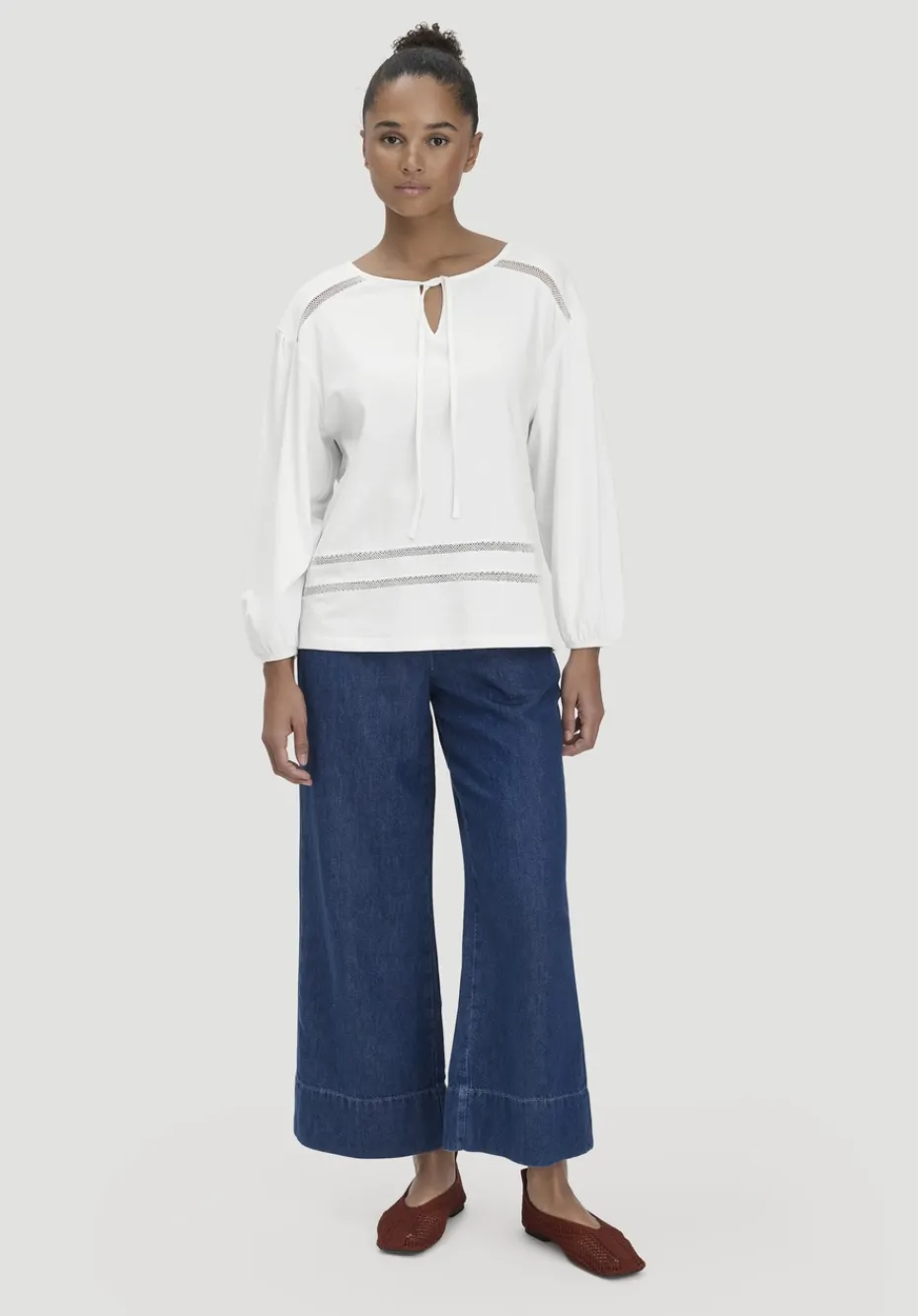 hessnatur Bohemian Lace Longsleeve Oversize aus reiner Bio-Baumwolle von naturweiss Discount