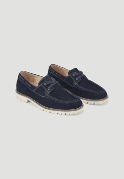 hessnatur Bootsschuh aus chromfrei gegerbtem Nubuk-Leder von marine Online