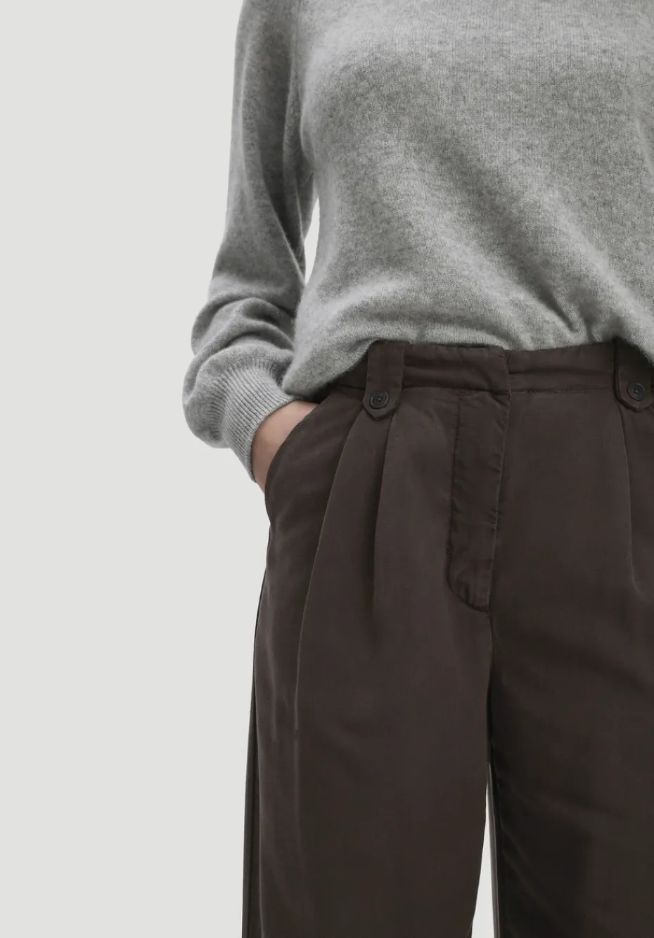 hessnatur Bundfalten Hose Wide Leg aus TENCEL™ Lyocell von kakao braun Online