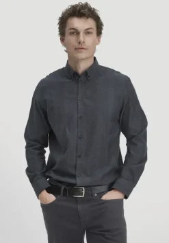hessnatur Flanell Hemd Regular aus Bio-Baumwolle mit TENCEL™ Lyocell von anthrazit New