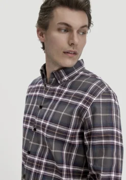 hessnatur Flanell Karo Hemd Regular aus reiner Bio-Baumwolle von anthrazit