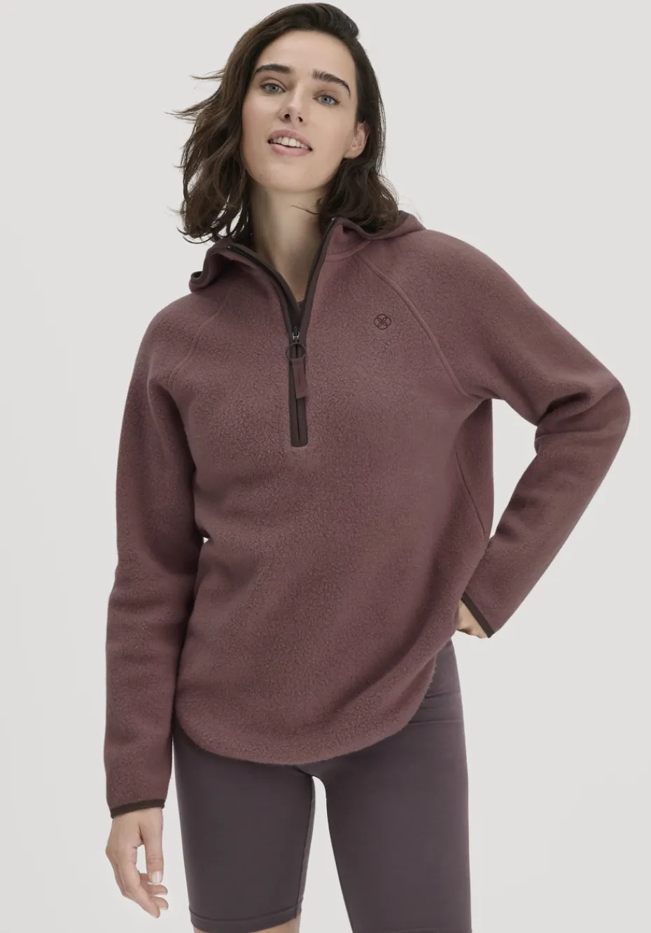 hessnatur Fleece Hoodie Relaxed ACTIVE LIGHT aus reiner Bio-Baumwolle von rosébraun Clearance