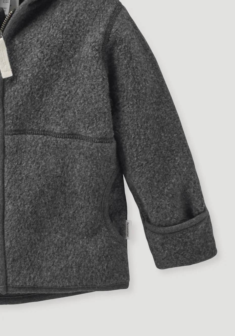 hessnatur Fleece Jacke aus reiner Bio-Baumwolle von anthrazit