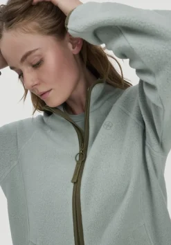 hessnatur Fleece Jacke Relaxed ACTIVE LIGHT aus Bio-Baumwolle von mattgrün Outlet