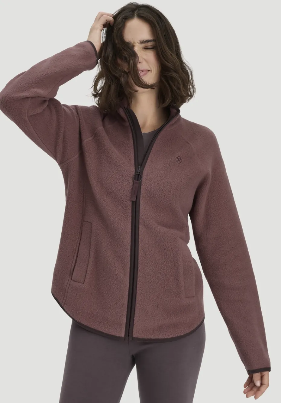 hessnatur Fleece Jacke Relaxed ACTIVE LIGHT aus Bio-Baumwolle von rosébraun Clearance