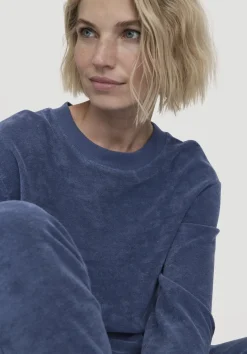 hessnatur Frottee Loungeshirt Oversize PURE COTTON aus reiner Bio-Baumwolle von indigo blau Discount