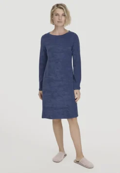 hessnatur Frottee Nachthemd PURE COTTON aus reiner Bio-Baumwolle von indigo blau Outlet