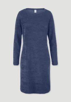 hessnatur Frottee Nachthemd PURE COTTON aus reiner Bio-Baumwolle von indigo blau Outlet