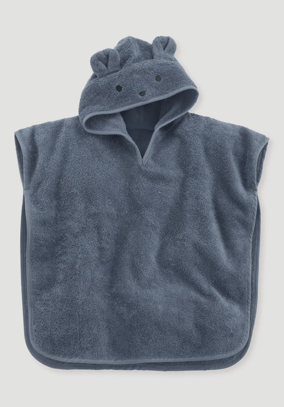 hessnatur Frottee Poncho aus reiner Bio-Baumwolle von stahlblau Outlet