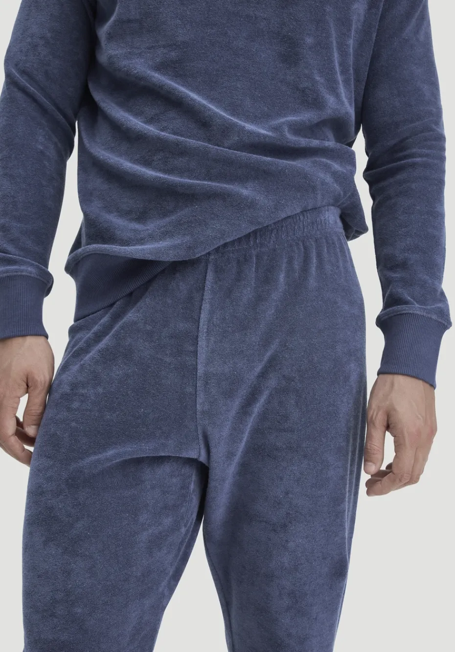 hessnatur Frottee Schlafhose PURE COTTON aus reiner Bio-Baumwolle von indigo blau Discount