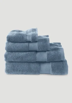 hessnatur Frottier Handtuch aus reiner Bio-Baumwolle von stahlblau Discount