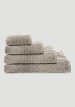 hessnatur Frottier Handtuch Rippstruktur aus reiner Bio-Baumwolle von beige