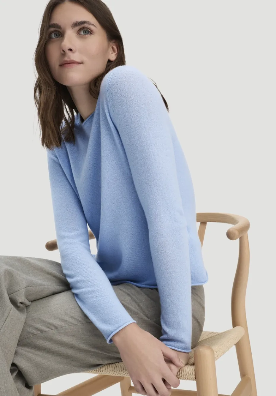 hessnatur FTC × Pullover Regular aus reinem Cashmere von hellblau New