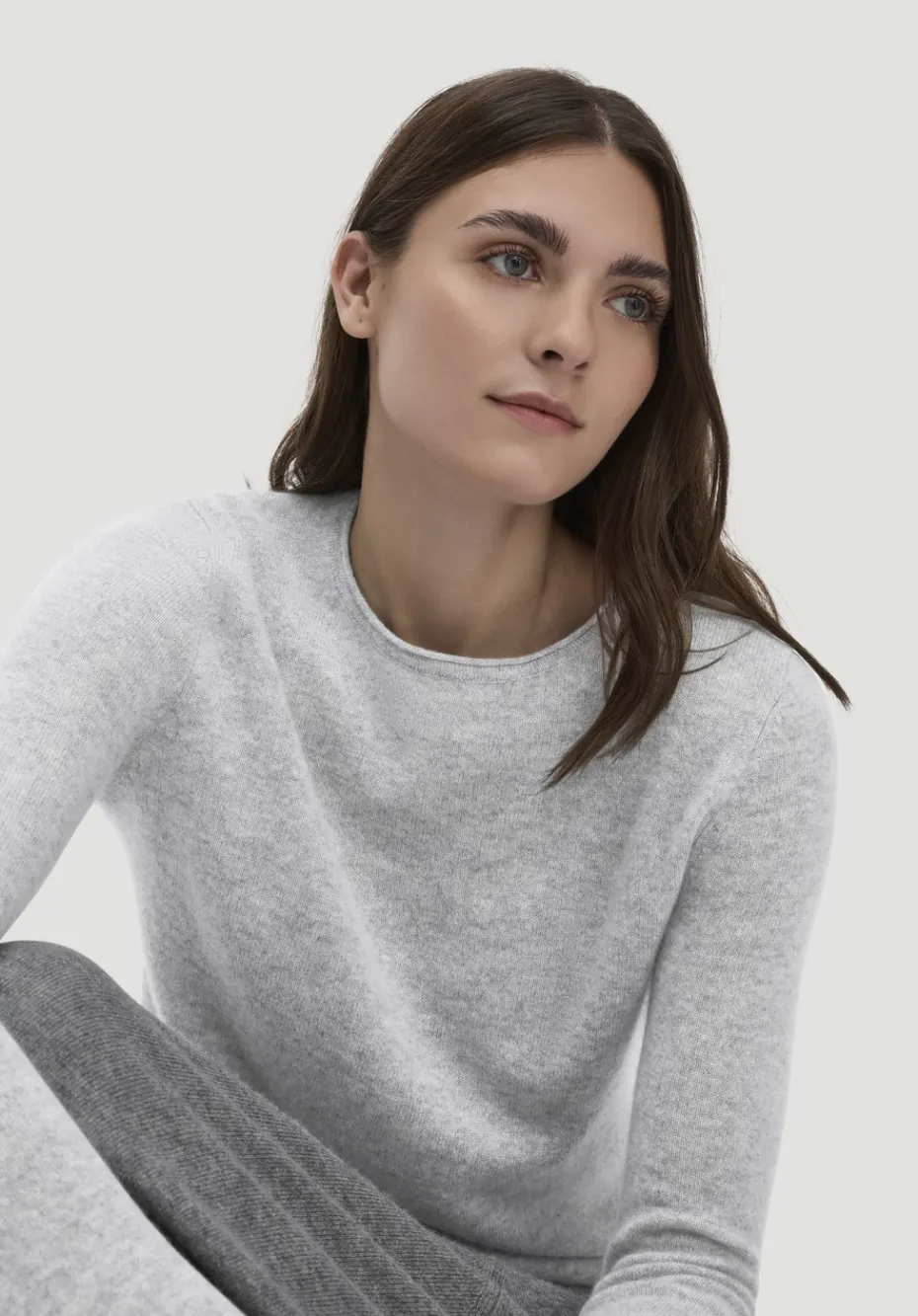 hessnatur FTC × Pullover Regular aus reinem Cashmere von hellgrau Clearance