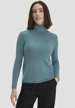 hessnatur FTC × Rollkragen Pullover Regular aus reinem Cashmere von petrolgrün