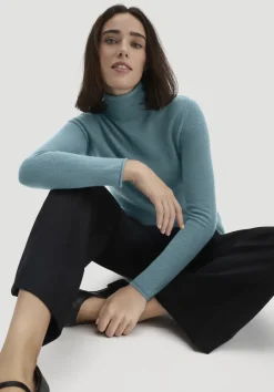 hessnatur FTC × Rollkragen Pullover Regular aus reinem Cashmere von petrolgrün