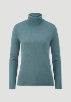 hessnatur FTC × Rollkragen Pullover Regular aus reinem Cashmere von petrolgrün