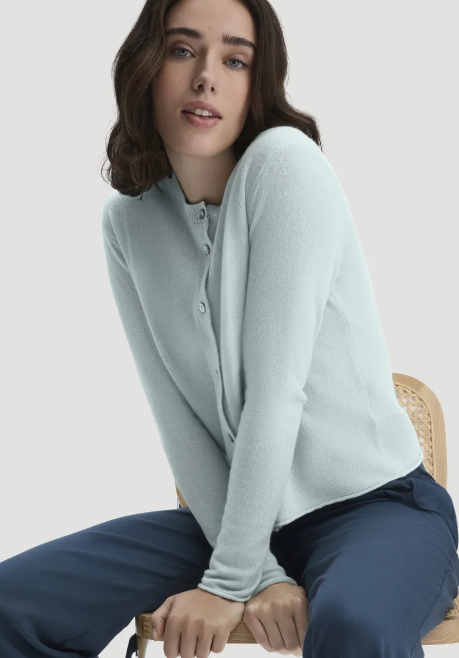 hessnatur FTC × Strick Jacke Regular aus reinem Cashmere von salbei Sale