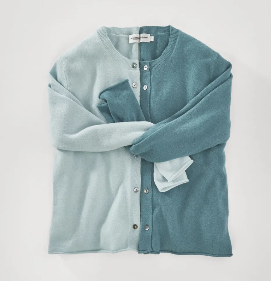 hessnatur FTC × Strick Jacke Regular aus reinem Cashmere von salbei Sale