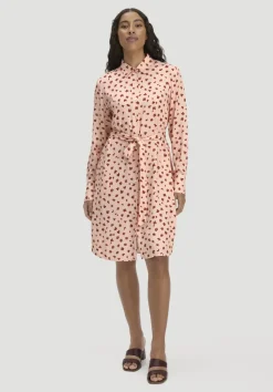 hessnatur Gewebe Hemdblusenkleid Knielang aus reiner LENZING™ ECOVERO™ Viskose von pfirsichrot Outlet