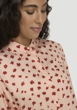 hessnatur Gewebe Hemdblusenkleid Knielang aus reiner LENZING™ ECOVERO™ Viskose von pfirsichrot Outlet