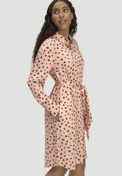 hessnatur Gewebe Hemdblusenkleid Knielang aus reiner LENZING™ ECOVERO™ Viskose von pfirsichrot Outlet