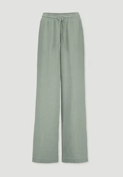 hessnatur Gewebe Hose Wide Leg aus reiner Bio-Baumwolle von mattgrün Outlet