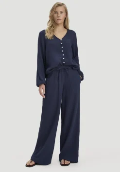 hessnatur Gewebe Hose Wide Leg aus reiner Bio-Baumwolle von dunkelblau Online
