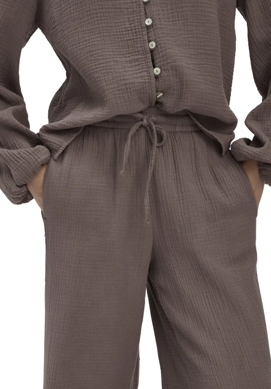 hessnatur Gewebe Hose Wide Leg aus reiner Bio-Baumwolle von mocca Online