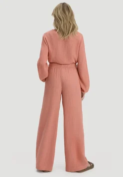 hessnatur Gewebe Hose Wide Leg aus reiner Bio-Baumwolle von pfirsichrot Clearance