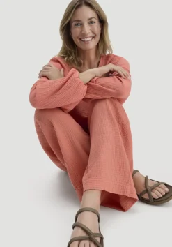 hessnatur Gewebe Hose Wide Leg aus reiner Bio-Baumwolle von pfirsichrot Clearance