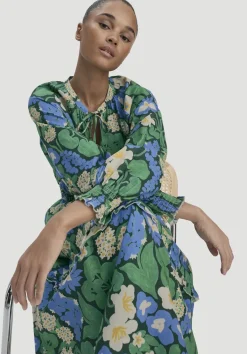 hessnatur Gewebe Kleid Midi LIV LEE aus reiner Bio-Baumwolle von seegrün Sale