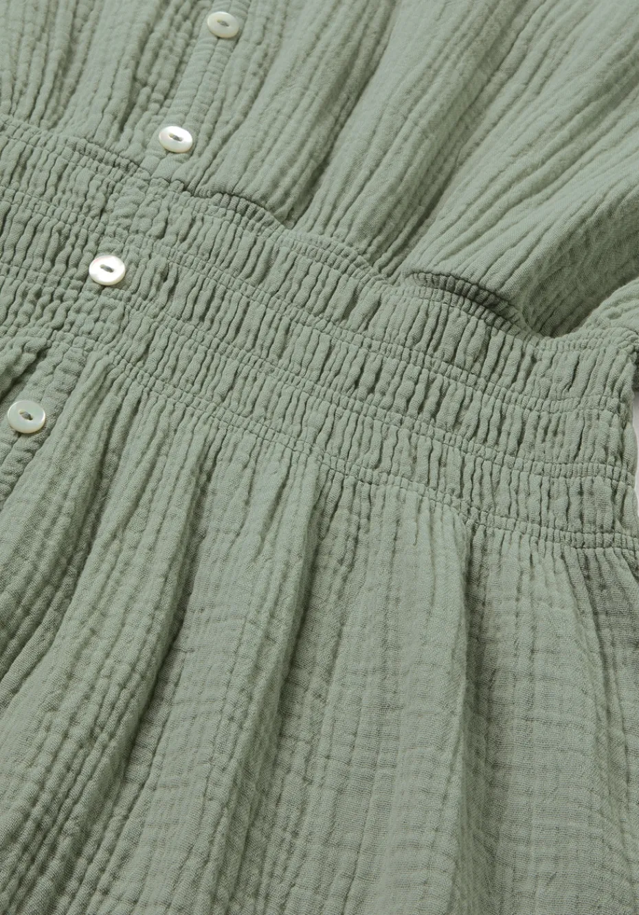 hessnatur Gewebe Kleid mit Taillierung Midi aus reiner Bio-Baumwolle von mattgrün Clearance
