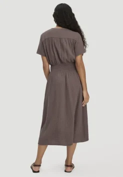 hessnatur Gewebe Kleid mit Taillierung Midi aus reiner Bio-Baumwolle von mocca Online