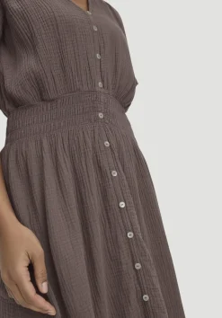 hessnatur Gewebe Kleid mit Taillierung Midi aus reiner Bio-Baumwolle von mocca Online