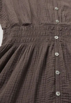 hessnatur Gewebe Kleid mit Taillierung Midi aus reiner Bio-Baumwolle von mocca Online